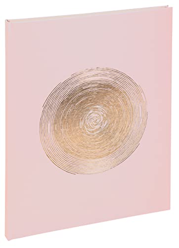 Exacompta 47983E Klassisches Gästebuch Ellipse Hochformat 27x22 cm Kunstlederpapier mit Rosé-Goldprägung Goldschnitt 100 einfarbige weiße Seiten Farbe: Hellrosa von Exacompta