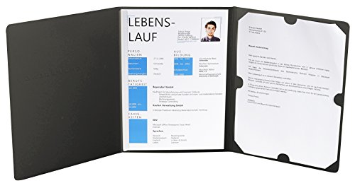 Exacompta 48601B Bewerbungsmappe ELEGANCE in Leinen Optik. Aus starkem Colorspan-Karton 3-teilig mit 1 Klemmschiene für DIN A4 schwarz von Exacompta