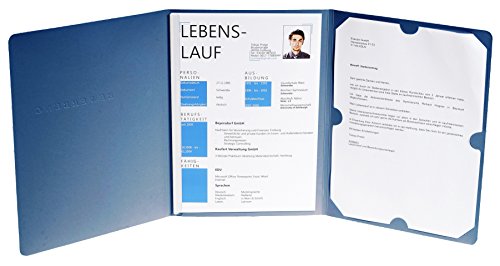 Exacompta 48602B Bewerbungsmappe ELEGANCE in Leinen Optik. Aus starkem Colorspan-Karton 3-teilig mit 1 Klemmschiene für DIN A4 blau von Exacompta