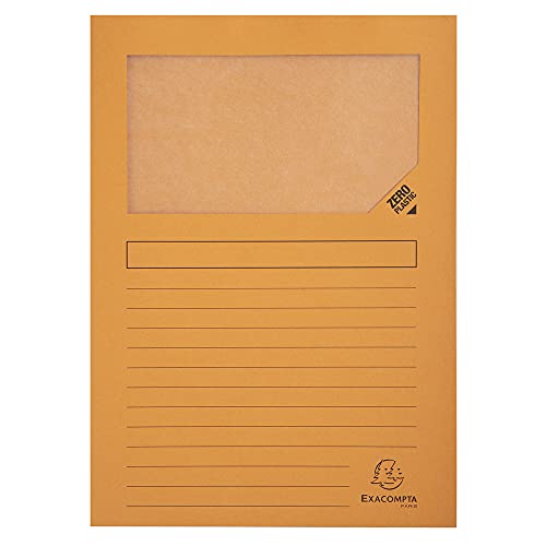 Exacompta 50254E Fenstermappen Packung, 25 Stück, mit Organisationsdruck aus Recycling-Karton 120 g, forever, Din A4, orange von Exacompta