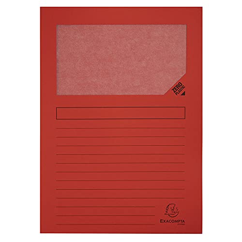 Exacompta 50255E Fenstermappen Packung, 25 Stück, mit Organisationsdruck aus Recycling-Karton 120 g, forever, Din A4, rot von Exacompta