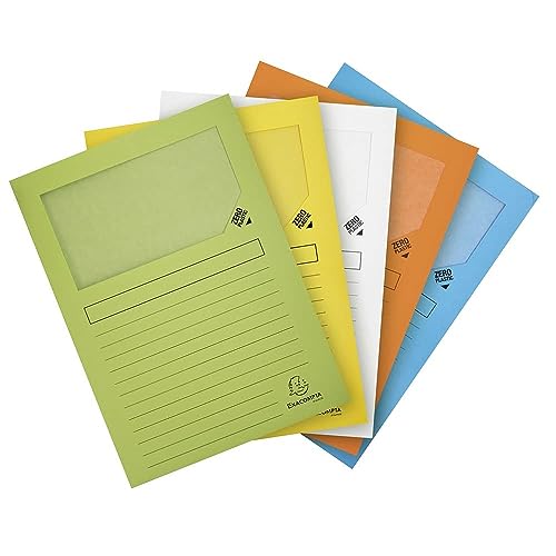 Exacompta 50260E Fenstermappen (Recycling Karton, Organisationsdruck 120g, DIN A4) 25er Pack zufällige Farbe von Exacompta