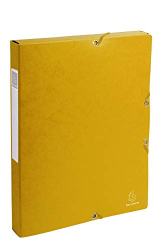 Exacompta 50309E 8er Pack Premium Sammelboxen aufgebaut mit Gummizug 25 mm breit aus extra starkem Colorspan-Karton mit Rückenschild für DIN A4 Archivbox Heftbox Dokumentenbox Sammelmappe gelb von Exacompta