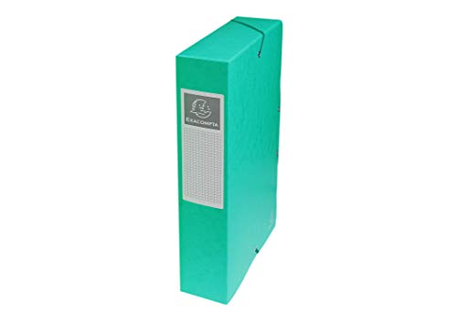 Exacompta 50603E 1 Abheftbox mit Gummibändern Exabox aus Glanzkarton 600g/m2 Rückseite 6 cm Maße 25 x 33 cm für A4-Dokumente Farbe grün wird montiert geliefert von Exacompta