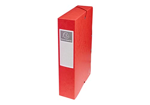Exacompta 50605E 1 Abheftbox mit Gummibändern Exabox aus Glanzkarton 600g/m2 Rücken 6 cm Maße 25 x 33 cm für A4-Dokumente Farbe Rot wird montiert geliefert von Exacompta