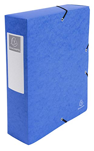 Exacompta 50832E Packung (mit 6 Archivboxen aus Manila Karton, DIN A4, mit Gummizugverschluß, Rücken 80mm) blau, 6 Stück von Exacompta