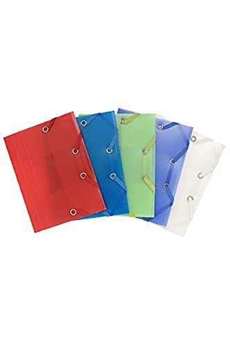 Exacompta 50889E Sammelmappe Chromaline DIN A6 aus Kunststoff mit 3 Innenklappen und 2 Gummizügen, 12 x 16 cm Taschenformat, ideal für Kreditkarten oder Ausweise 1 Stück Zufallsfarbe von Exacompta