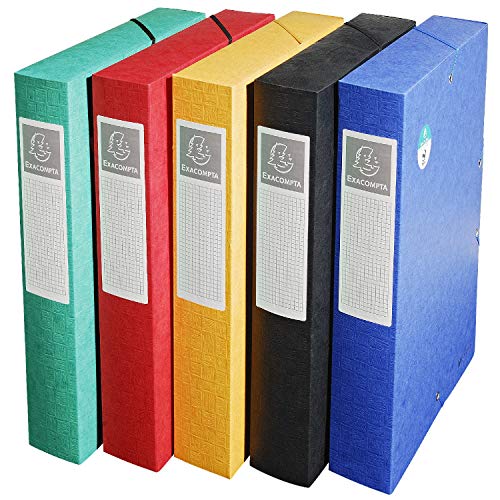 Exacompta 50910E Packung (mit 10 Archivboxen Scotten, mit Gummizugverschluß, hochwertig und nachhaltig, Rücken 60mm, 600g) farbig sortiert, 10 Stück von Exacompta