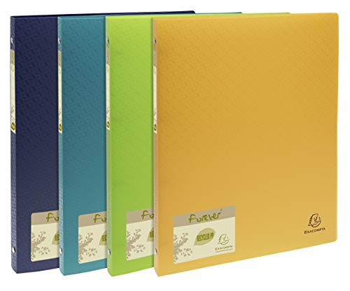 Exacompta 511570E Ringhefter Forever DIN A4 aus Recycling-Kunststoff 4 Ringe 20mm breit 1 Stück Zufallsfarbe ideal für Schule und Büro Ringhefter Ringordner Ringbuchordner von Exacompta