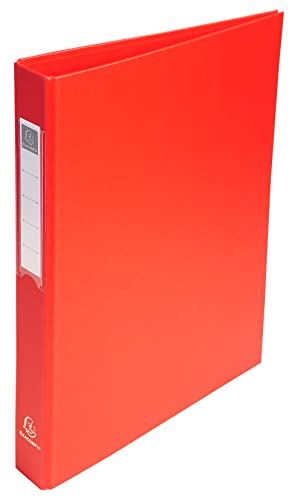 Exacompta 51385E Ringbuch aus festem Karton 1,8mm Kunststoffbezug aussen und innen, 4 Ringe Füllhöhe 25mm für DIN A4 - Rot von Exacompta