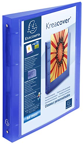 Exacompta 51562E Ringbuch (Chromaline Krea Cover, PP 1000µ, 4 Ringe, Rücken 40 mm, DIN A4) 1 Stück, blau von Exacompta