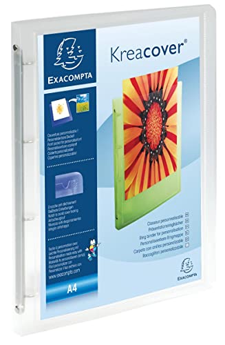 Exacompta 51568E Präsentationsringbuch KreaCover aus transluzentem Kunststoff für DIN A4, 4-O Ring Mechanik 30 mm, Rücken 40 mm, transparent ideal für Schule und Büro Ringhefter Ringordner von Exacompta