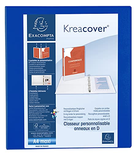 Exacompta 51823BE Präsentationsringbuch KreaCover DIN A4 aus starkem Karton 2 D Ringe 64mm breit Blau ideal für Schule und Büro Ringhefter Ringordner Ringbuchordner Exacompta 51823BE Präsentationsringbuch KreaCover DIN A4 aus starkem Karton 2 D Ringe 64mm breit Blau ideal für Schule und Büro Ringhefter Ringordner Ringbuchordner von Exacompta
