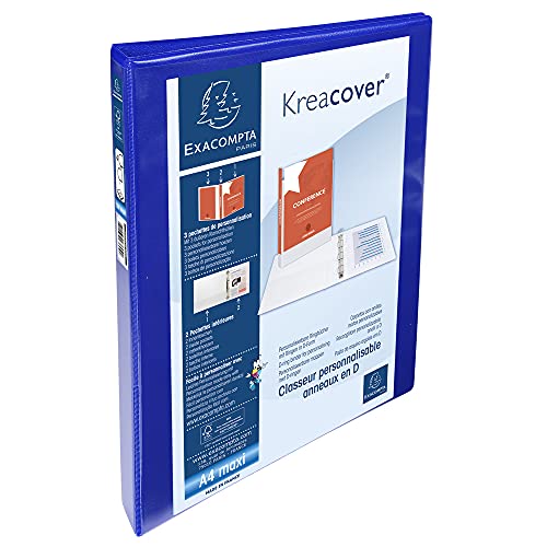 Exacompta 51841BE Ringbuch Kreacover aus festem PP, 4 Ringe 20mm, Rücken 38mm, DIN A4+, 1 Stück, Blau von Exacompta
