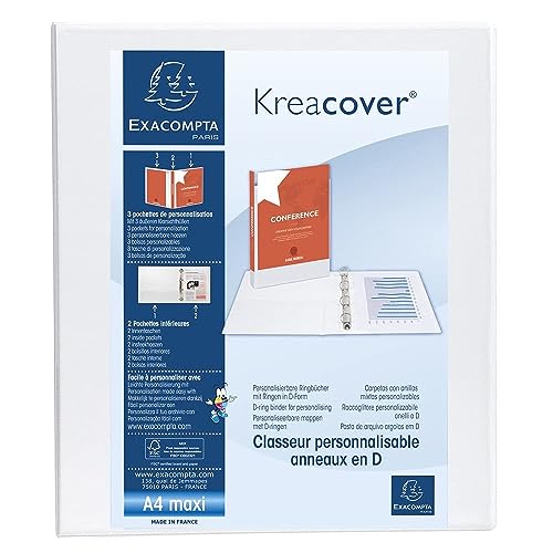 Exacompta 51842E Ringbuch Kreacover aus festem PP, 4 Ringe 30 mm, Rücken 38mm, DIN A4+, 1 Stück, Weiß Exacompta 51842E Ringbuch Kreacover aus festem PP, 4 Ringe 30 mm, Rücken 38mm, DIN A4+, 1 Stück, Weiß von Exacompta