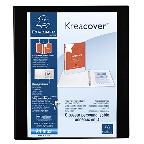 Exacompta 51842NE Ringbuch Kreacover aus festem PP, 4 Ringe 30mm, Rücken 38mm, 3 Außen- und 2 Innenhüllen, DIN A4+, 1 Stück, Schwarz Exacompta 51842NE Ringbuch Kreacover aus festem PP, 4 Ringe 30mm, Rücken 38mm, 3 Außen- und 2 Innenhüllen, DIN A4+, 1 Stück, Schwarz von Exacompta