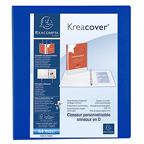 Exacompta 51843BE Präsentationsringbuch KreaCover aus blickdichtem Kunststoff für DIN A4, 4-D Ring Mechanik 40 mm, Rücken 64 mm, blau ideal für Schule und Büro Ringhefter Ringordner Ringbuchordner Exacompta 51843BE Präsentationsringbuch KreaCover aus blickdichtem Kunststoff für DIN A4, 4-D Ring Mechanik 40 mm, Rücken 64 mm, blau ideal für Schule und Büro Ringhefter Ringordner Ringbuchordner von Exacompta