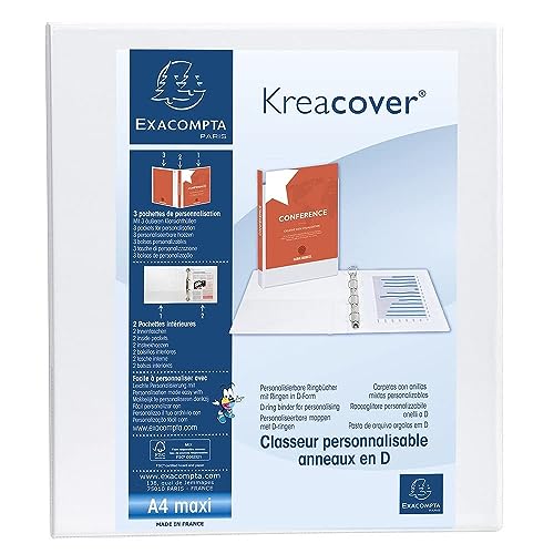Exacompta 51843E Präsentationsringbuch KreaCover aus blickdichtem Kunststoff für DIN A4, 4-D Ring Mechanik 40 mm, Rücken 64 mm, weiß ideal für Schule und Büro Ringhefter Ringordner Ringbuchordner Exacompta 51843E Präsentationsringbuch KreaCover aus blickdichtem Kunststoff für DIN A4, 4-D Ring Mechanik 40 mm, Rücken 64 mm, weiß ideal für Schule und Büro Ringhefter Ringordner Ringbuchordner von Exacompta