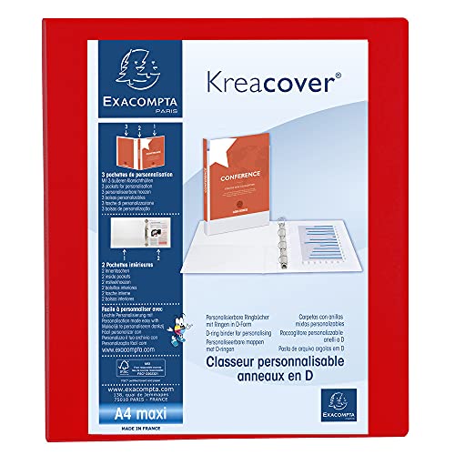 Exacompta 51846RE Präsentationsringbuch KreaCover aus blickdichtem Kunststoff für DIN A4, 4-D Ring Mechanik 25 mm, Rücken 47 mm, rot ideal für Schule und Büro Ringhefter Ringordner Ringbuchordner Exacompta 51846RE Präsentationsringbuch KreaCover aus blickdichtem Kunststoff für DIN A4, 4-D Ring Mechanik 25 mm, Rücken 47 mm, rot ideal für Schule und Büro Ringhefter Ringordner Ringbuchordner von Exacompta