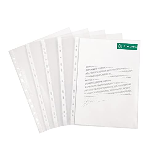 Exacompta 5250E 50er Pack PP-Kunststoff Prospekthüllen Standard. Für DIN A4 transparent glasklar oben offen Klarsichtfolie Plastikhülle Klarsichthülle ideal für Ordner Ringbücher und Hefter von Exacompta