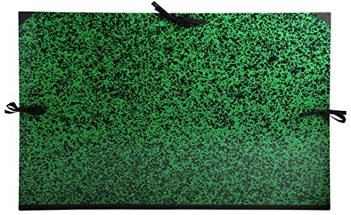 Exacompta 533600E Zeichenmappe Annonay für 75 x 110cm, mit Verschlußband aus Stoff. Aus extra starkem Karton 3cm Rückenbreite schwarz-grün marmoriert ideal zum transportieren und aufbewahren von Exacompta