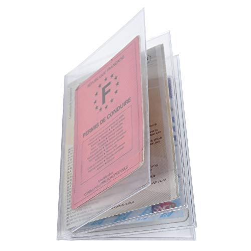Exacompta 5396E Packung (mit 10 Schutzhüllen, für Ihre Dokumente 8,8 x 13,8 cm, aus glattem PVC 150µ, mit 4 Taschen) 10er Pack transparent von Exacompta