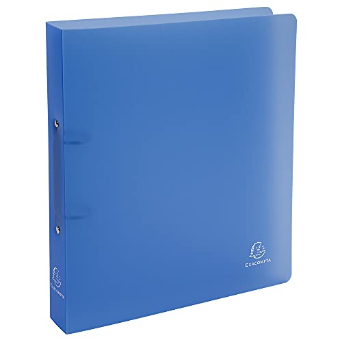 Exacompta 54362E Ringbuch Chromaline aus mittelfestem Kunststoff für DIN A4, 2-O Ring Mechanik Rücken 40 mm blau ideal für Schule und Universität Ringhefter Hefter Mappe von Exacompta