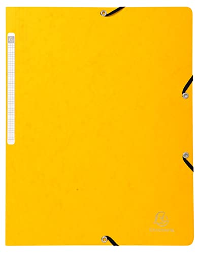 Exacompta 5519E Eckspanner-Mappe. Aus extra starkem Manila-Karton DIN A4 mit 2 Gummizügen und Rückenschild 1 Stück gelb Sammelmappe Dokumentenmappe von Exacompta