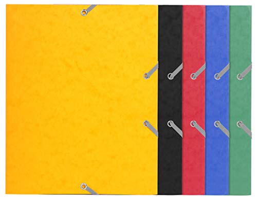 Exacompta 55200E 25er Pack Einschlagmappe DIN A5. Made in Germany. Aus extra starkem Colorspan-Karton mit 3 Innenklappen und 2 Gummizügen Juris-Mappe Sammelmappe für Büro und Schule farbig sortiert von Exacompta