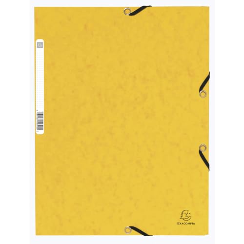Exacompta 55309E Packung (mit 10 Sammelmappen, mit Rückenetikette, 355 g, 3 Klappen, Gummizug, DIN A4, 21 x 29,7 cm) 10 Stück gelb von Exacompta