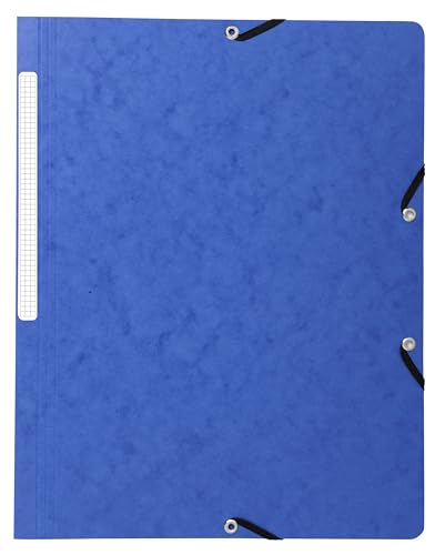 Exacompta 55412E Packung (mit 10 Eckspannmappen aus Manila-Karton 355 g, ideal für Dokumente DIN A4, Rückenetikett) 10 Stück blau von Exacompta