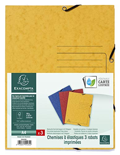 Exacompta 554432E 3er Pack Premium Einschlagmappe. Made in Germany. Aus extra starkem Colorspan-Karton mit 3 Innenklappen und 2 Gummizügen DIN A4 Sammelmappe für Büro und Schule farbig sortiert Exacompta 554432E 3er Pack Premium Einschlagmappe. Made in Germany. Aus extra starkem Colorspan-Karton mit 3 Innenklappen und 2 Gummizügen DIN A4 Sammelmappe für Büro und Schule farbig sortiert von Exacompta