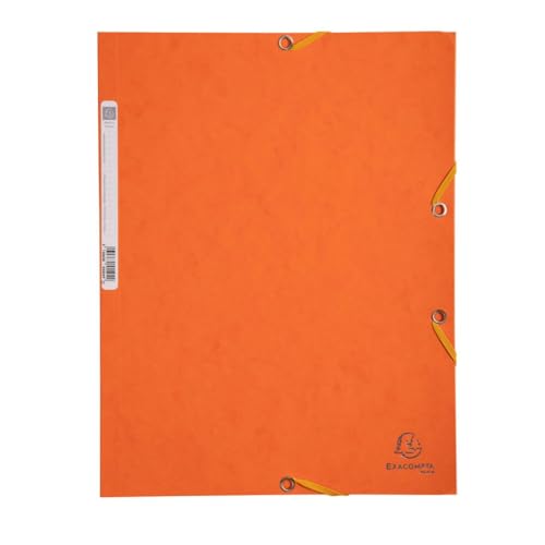 Exacompta 55504E Einschlagmappe. Aus extra starkem Colorspan-Karton mit 3 Innenklappen und 2 Gummizügen DIN A4 orange Sammelmappe Dokumentenmappe für Büro und Schule von Exacompta