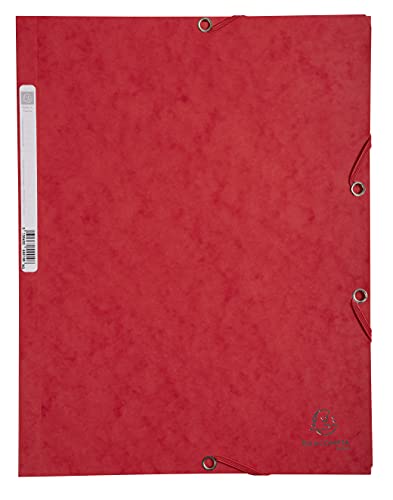 Exacompta 55505SE Premium Einschlagmappe aus extra starkem Colorspan-Karton mit Rückenschild und 2 Gummizügen für DIN A4 Sammelmappe Eckspanner-Mappe rot von Exacompta