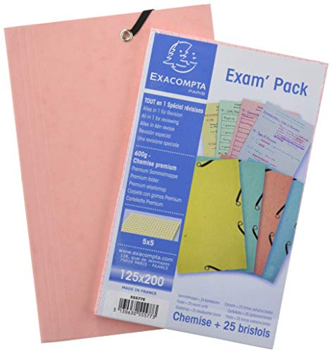 Exacompta 55577E Einschlagmappe Pastell mit 25 Karteikarten kariert 125x200cm. Aus extra starkem Colorspan-Karton 3 Innenklappen und 2 Gummizügen 1 Stück Zufallsfarbe Mappe für Büro und Schule Exacompta 55577E Einschlagmappe Pastell mit 25 Karteikarten kariert 125x200cm. Aus extra starkem Colorspan-Karton 3 Innenklappen und 2 Gummizügen 1 Stück Zufallsfarbe Mappe für Büro und Schule von EXACOMPTA