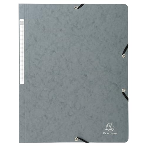 Exacompta 5571E 25er Pack Eckspanner-Mappe. Aus extra starkem Manila-Karton DIN A4 mit 2 Gummizügen und Rückenschild grau Sammelmappe Dokumentenmappe von Exacompta