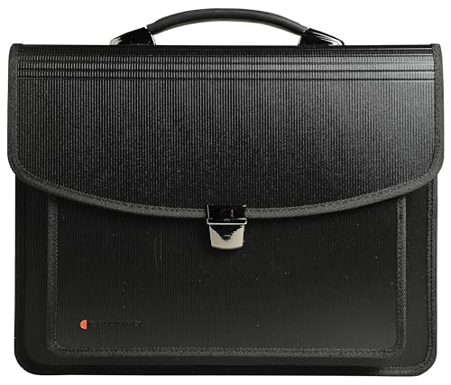 Exacompta 55734E Premium Umhängetasche Exatravel mit 15" Laptopfach und integrierter Fächermappe für DIN A4 Dokumente Ordnungsmappe ideale Tasche für Schule, Uni und Arbeit, schwarz von Exacompta