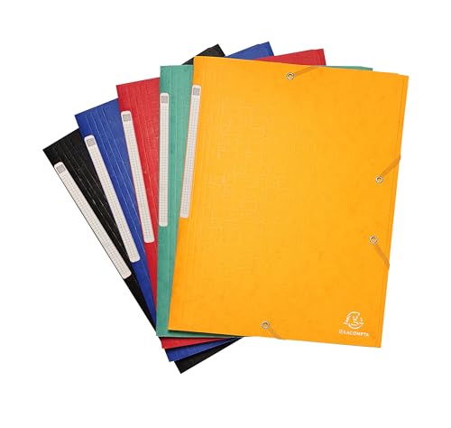 Exacompta 55750E 10er Pack Einschlagmappe Scotten aus Colorspan-Karton DIN A4 mit 2 Gummizügen und 3 Klappen und Beschriftungsetikett 1 Stück Zufallsfarbe Sammelmappe Dokumentenmappe Exacompta 55750E 10er Pack Einschlagmappe Scotten aus Colorspan-Karton DIN A4 mit 2 Gummizügen und 3 Klappen und Beschriftungsetikett 1 Stück Zufallsfarbe Sammelmappe Dokumentenmappe von Exacompta