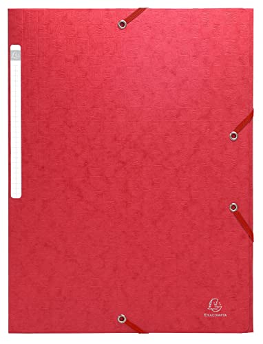 Exacompta 55755E Sammelmappe mit Gummizug und 3 Klappen aus Manila Karton für Format DIN A4, 355 g, 24 x 32 cm, rot von Exacompta