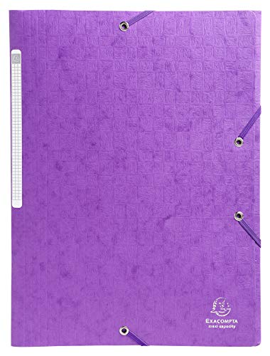 Exacompta 55757E Einschlagmappe Scotten aus Colorspan-Karton DIN A4 2 Gummizügen und 3 Klappen und Beschriftungsetikett violett Sammelmappe Dokumentenmappe von Exacompta