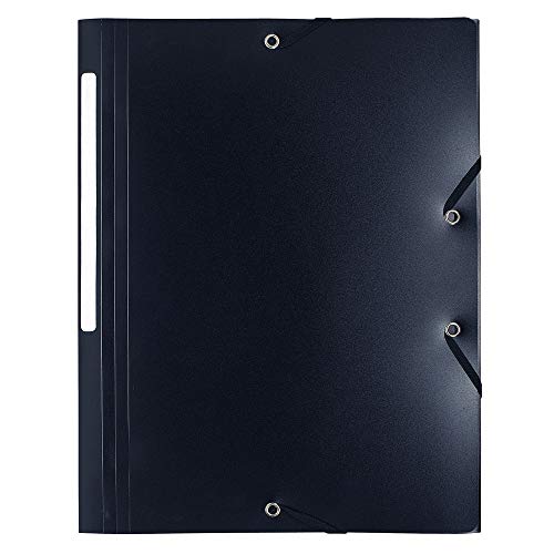 Exacompta 55801E Einschlagmappe OPAK. Aus blickdichtem Kunststoff DIN A4 mit 2 Gummizügen und 3 Klappen schwarz Sammelmappe Dokumentenmappe ideal für Büro und Schule von Exacompta