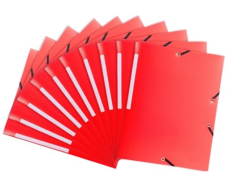 Exacompta 55805E 10er Pack Einschlagmappen aus Kunststoff mit 3 Klappen und 2 Gummizügen, 24 x 32 cm, DIN A4, Rot Sammelmappe Dokumentenmappe für Büro und Schule Exacompta 55805E 10er Pack Einschlagmappen aus Kunststoff mit 3 Klappen und 2 Gummizügen, 24 x 32 cm, DIN A4, Rot Sammelmappe Dokumentenmappe für Büro und Schule von Exacompta
