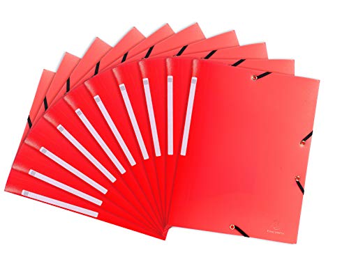 Exacompta 55805E Packung (mit 10 Sammelmappen aus PP mit 3 Klappen, Gummizug, blickdicht, ideal für Ihre Dokumente DIN A4) 10 Stück rot von Exacompta