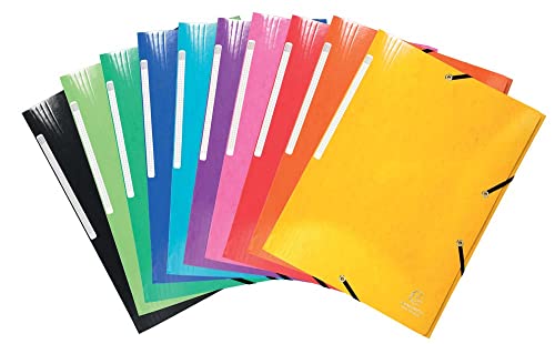 Exacompta 55829E 25er Pack Premium Einschlagmappe Iderama. Aus beschichteten Colorspan-Karton DIN A4 mit 2 Gummizügen und 3 Klappen farbig sortiert Sammelmappe Dokumentenmappe von Exacompta