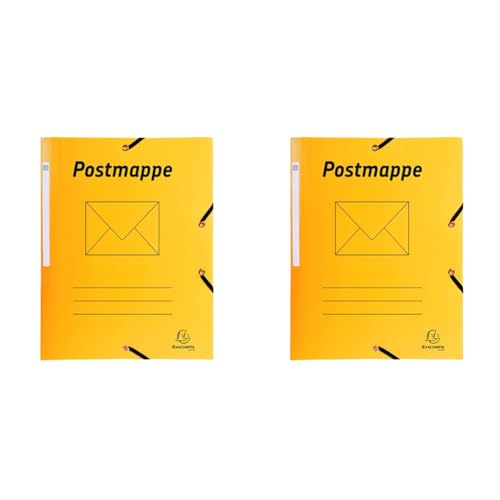 Exacompta 55849B Postmappe aus robustem Kunststoff mit 3 Innenklappen DIN A4 mit 2 Gummizügen gelb Juris-Mappe Sammelmappe Dokumentenmappe für Büro und Schule, gelb, 1 Stück (Packung mit 2) von Exacompta
