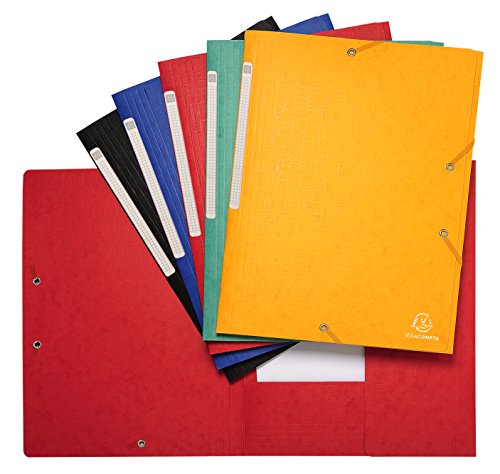Exacompta 55950E Einschlagmappe Scotten. Aus extra starkem Colorspan-Karton mit 3 Innenklappen und 2 Gummizügen DIN A4 1 Stück Zufallsfarbe Sammelmappe Dokumentenmappe für Büro und Schule von Exacompta