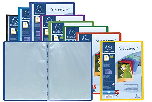 Exacompta 5660E 8er Pack Sichtmappe KreaCover aus Kunststoff DIN A4 mit 60 Klarsichthüllen, 120 Sichten, Tasche am Vorderdeckel zum selbstgestalten, Aktenhülle, Prospekthülle, farbig sortiert Exacompta 5660E 8er Pack Sichtmappe KreaCover aus Kunststoff DIN A4 mit 60 Klarsichthüllen, 120 Sichten, Tasche am Vorderdeckel zum selbstgestalten, Aktenhülle, Prospekthülle, farbig sortiert von Exacompta