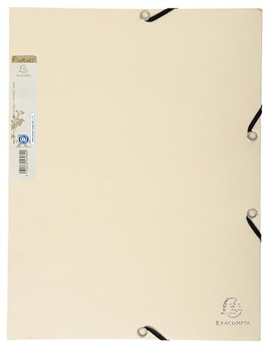 Exacompta 56986SE Packung (mit 25 Sammelmappen Forever aus Recycling 400 g Karton, DIN A4, 21 x 29,7 cm, mit 3 Klappen und Gummizug, zweifarbig) 25 Stück 2-farbig, weiß / elfenbein von Exacompta