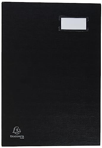 Exacompta 57021E Unterschriftenmappe (denhbarer Faltenrücken, 20 Fächer, Etikettenhalter) 1 Stück schwarz von Exacompta