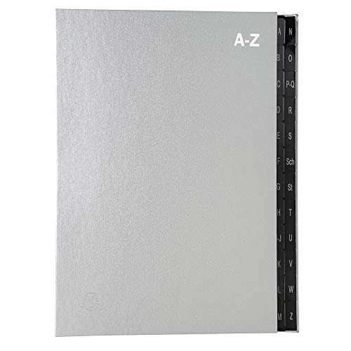 Exacompta 57227E Recycling Pultordner Ordonator aus extra starkem Karton 24 Fächer A-Z für DIN A4 Sichtlöcher plastikverstärkte Taben Ordnungsmappe Fächermappe Registermappe silber Exacompta 57227E Recycling Pultordner Ordonator aus extra starkem Karton 24 Fächer A-Z für DIN A4 Sichtlöcher plastikverstärkte Taben Ordnungsmappe Fächermappe Registermappe silber von Exacompta